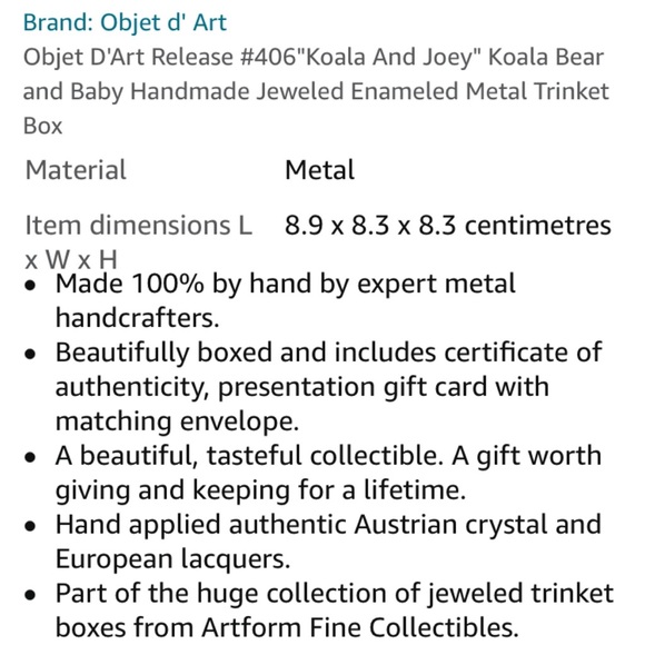 Artform Koala and Joey Enamel Trinket - Picture 13 of 13